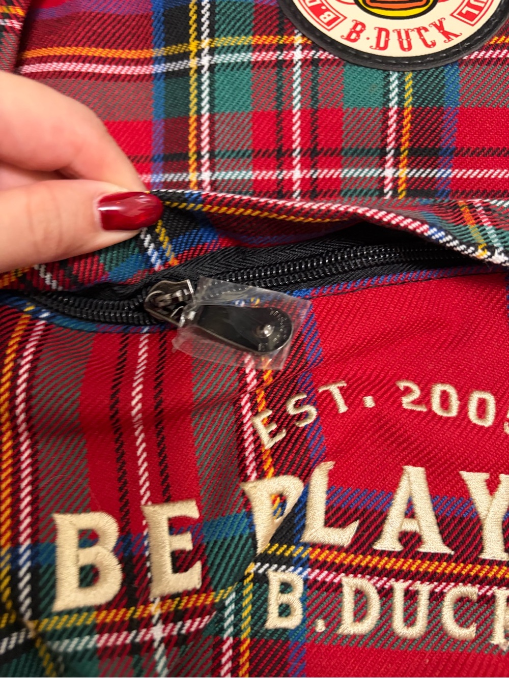 Red Plaid Backpack - Picture 4 of 6